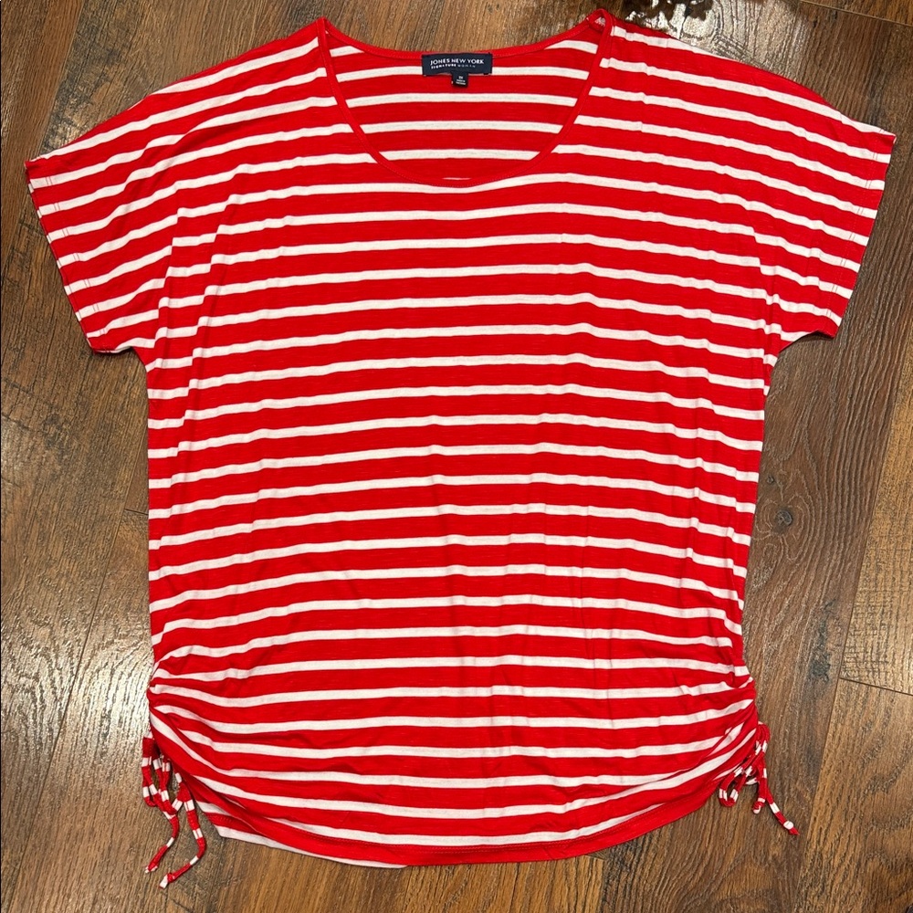 Jones New York Striped Short Sleeve Tee
